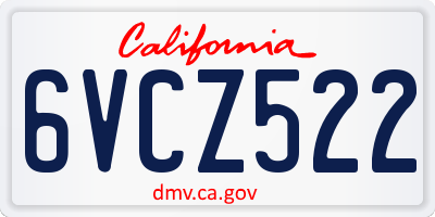 CA license plate 6VCZ522