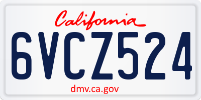 CA license plate 6VCZ524
