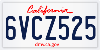 CA license plate 6VCZ525