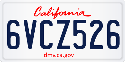 CA license plate 6VCZ526