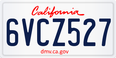 CA license plate 6VCZ527