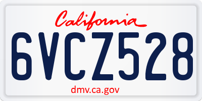 CA license plate 6VCZ528