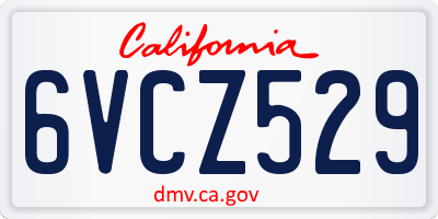 CA license plate 6VCZ529