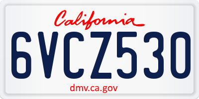 CA license plate 6VCZ530