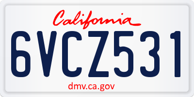 CA license plate 6VCZ531