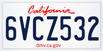 CA license plate 6VCZ532