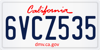 CA license plate 6VCZ535