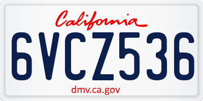 CA license plate 6VCZ536