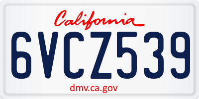 CA license plate 6VCZ539