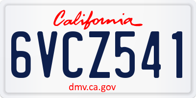 CA license plate 6VCZ541