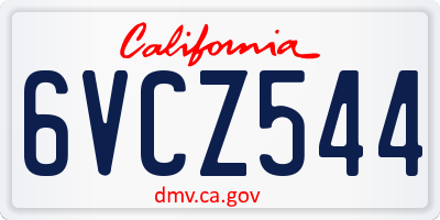 CA license plate 6VCZ544