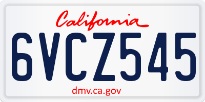 CA license plate 6VCZ545
