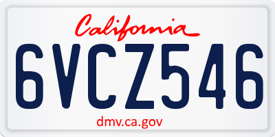 CA license plate 6VCZ546