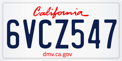 CA license plate 6VCZ547
