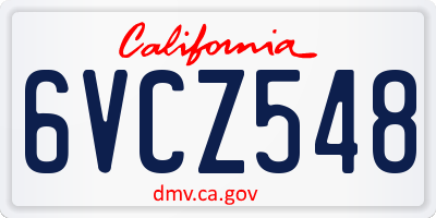 CA license plate 6VCZ548