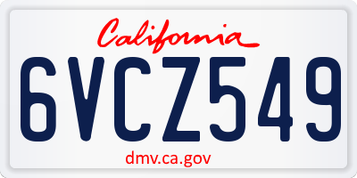 CA license plate 6VCZ549