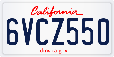 CA license plate 6VCZ550