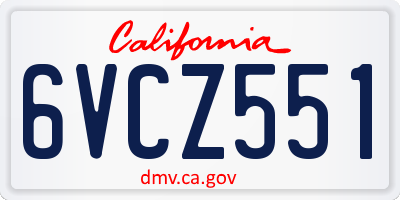 CA license plate 6VCZ551