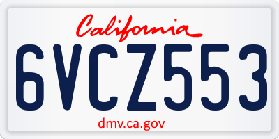 CA license plate 6VCZ553