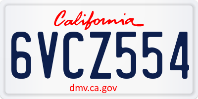CA license plate 6VCZ554