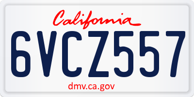 CA license plate 6VCZ557