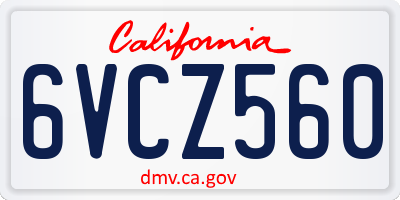 CA license plate 6VCZ560