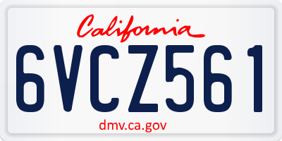 CA license plate 6VCZ561