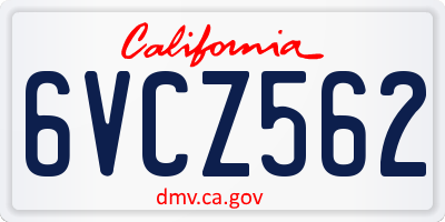 CA license plate 6VCZ562