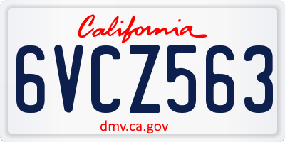 CA license plate 6VCZ563