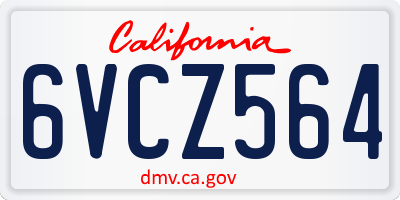 CA license plate 6VCZ564