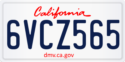 CA license plate 6VCZ565