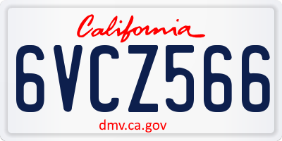 CA license plate 6VCZ566