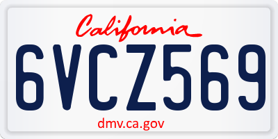 CA license plate 6VCZ569