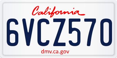 CA license plate 6VCZ570