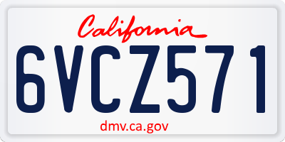 CA license plate 6VCZ571