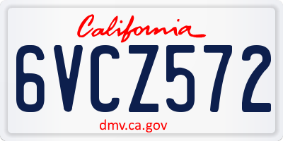 CA license plate 6VCZ572