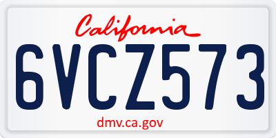 CA license plate 6VCZ573