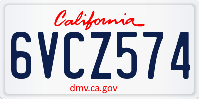 CA license plate 6VCZ574