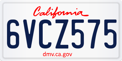 CA license plate 6VCZ575