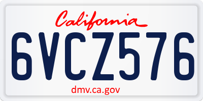 CA license plate 6VCZ576