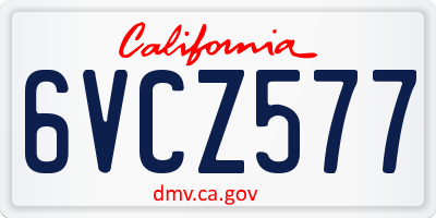 CA license plate 6VCZ577