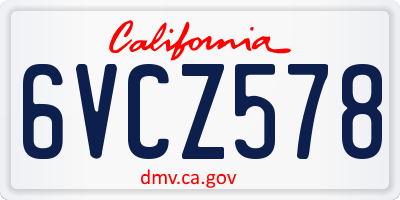 CA license plate 6VCZ578