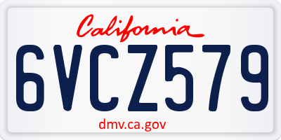 CA license plate 6VCZ579