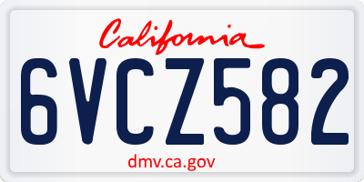CA license plate 6VCZ582