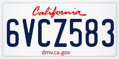 CA license plate 6VCZ583