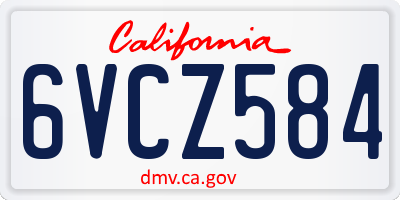 CA license plate 6VCZ584