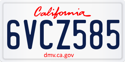 CA license plate 6VCZ585