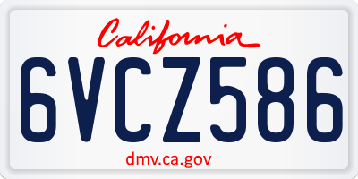 CA license plate 6VCZ586