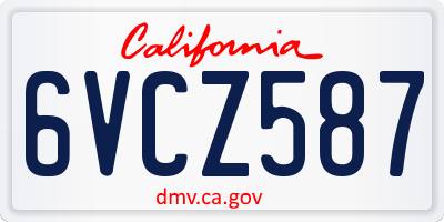 CA license plate 6VCZ587