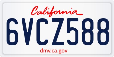 CA license plate 6VCZ588